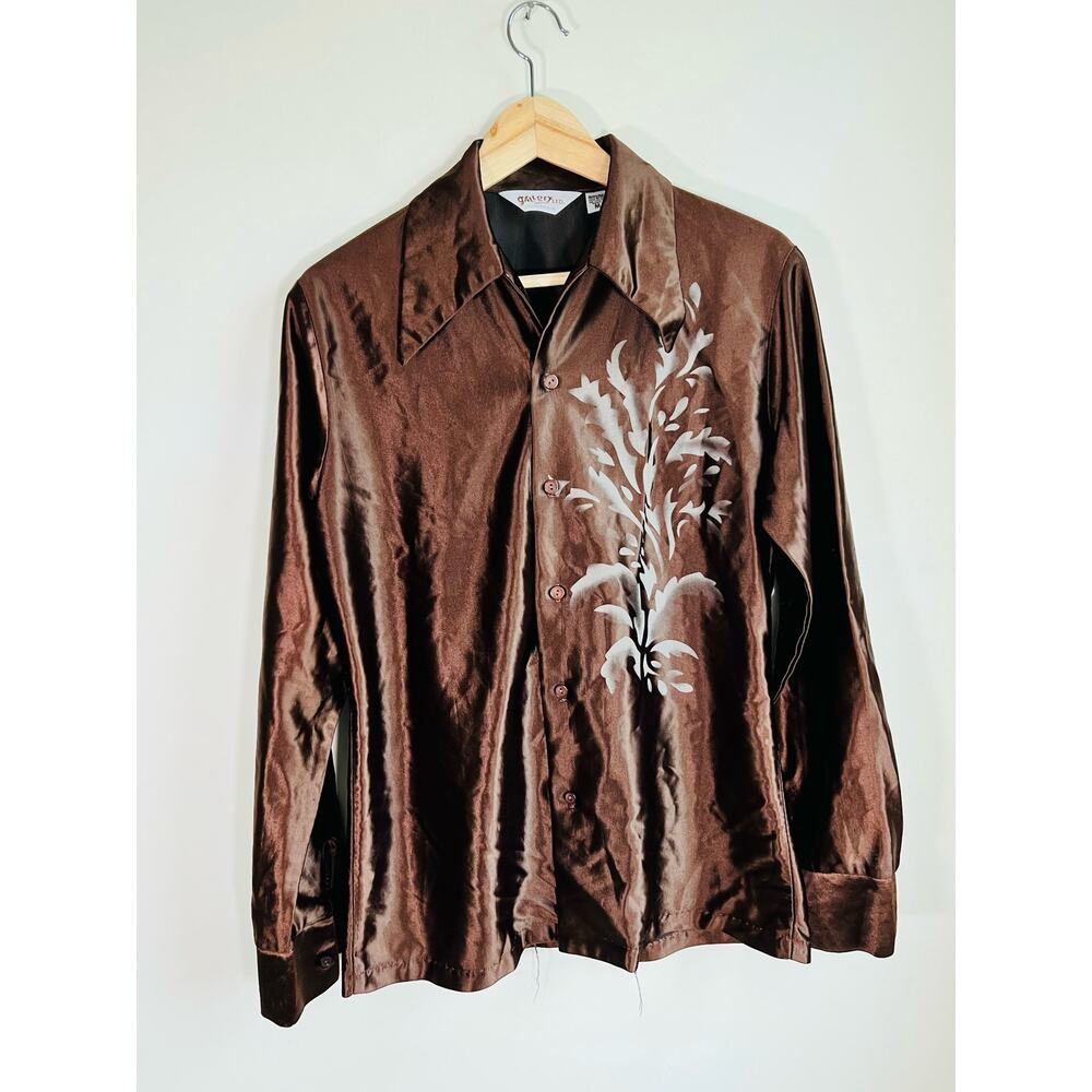 RARE 70s Vintage Cowboy Shirt Brown Medium